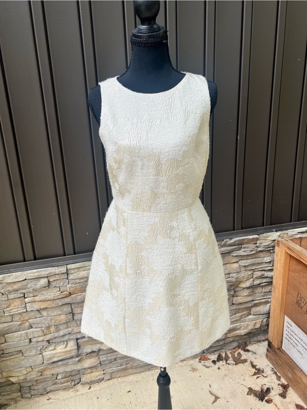 Alice + Olivia Cream Textured A-Line Dress